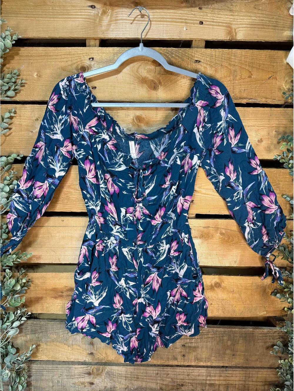 Floral Print Long Sleeve Romper